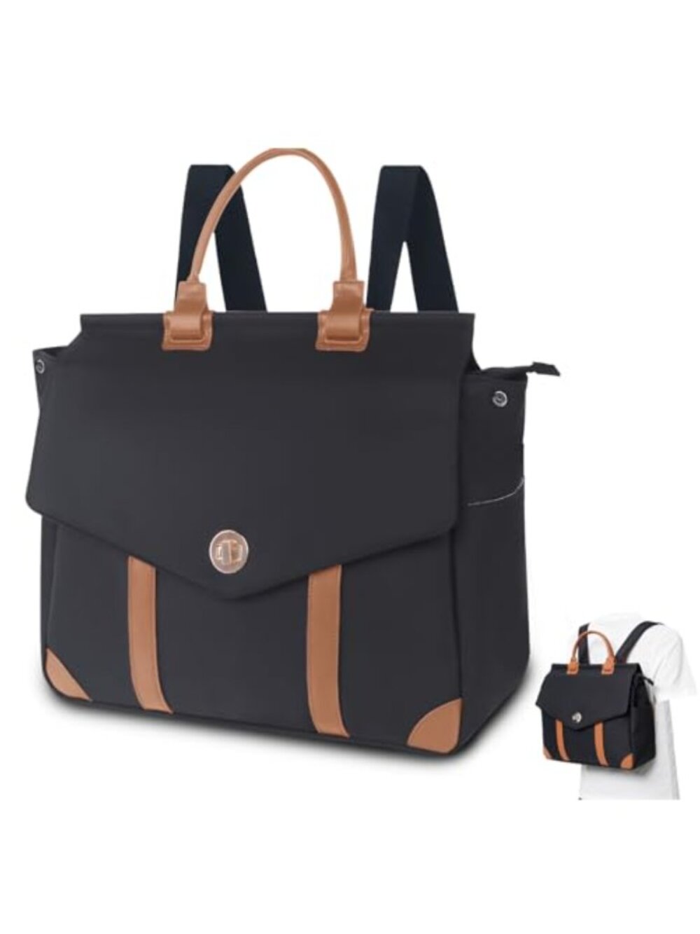 4-in-1 Laptop Bag Water-Resistant Polyester Fits 15.6 Inch Convertible Backpack